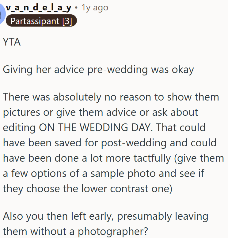 The wedding day wasn’t the right time to share photos, offer suggestions, or discuss edits.