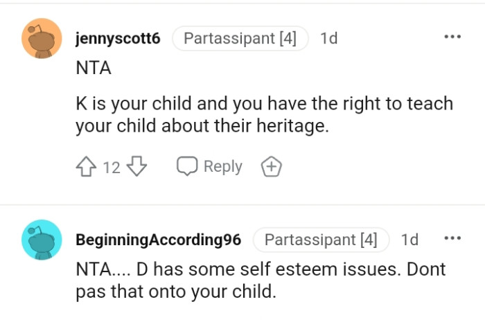 The OP has the right to teach her kid about their heritage