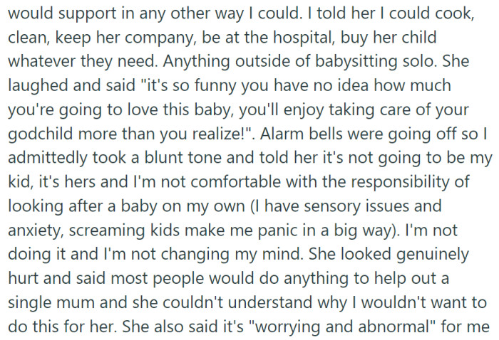 OP is nervous around kids and doesn't want to babysit.