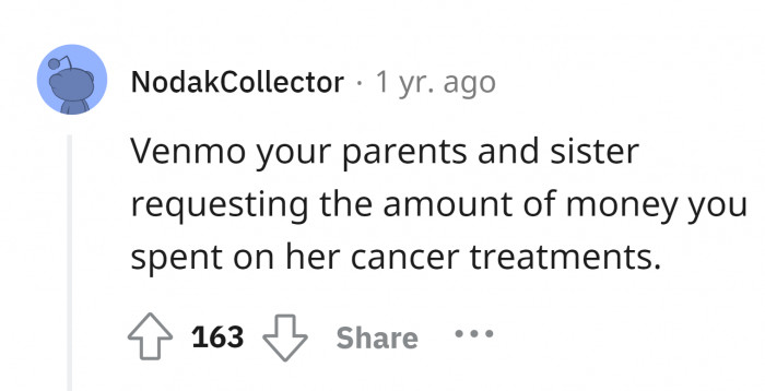 They better pay you for all the trauma they've caused.