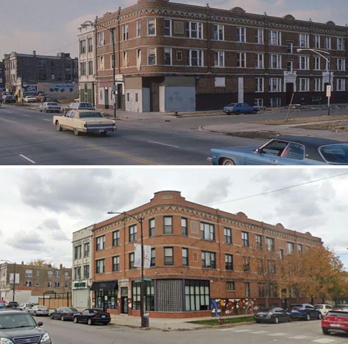 "Mozart Ave At W. Roosevelt, Chicago 1988 And Today"