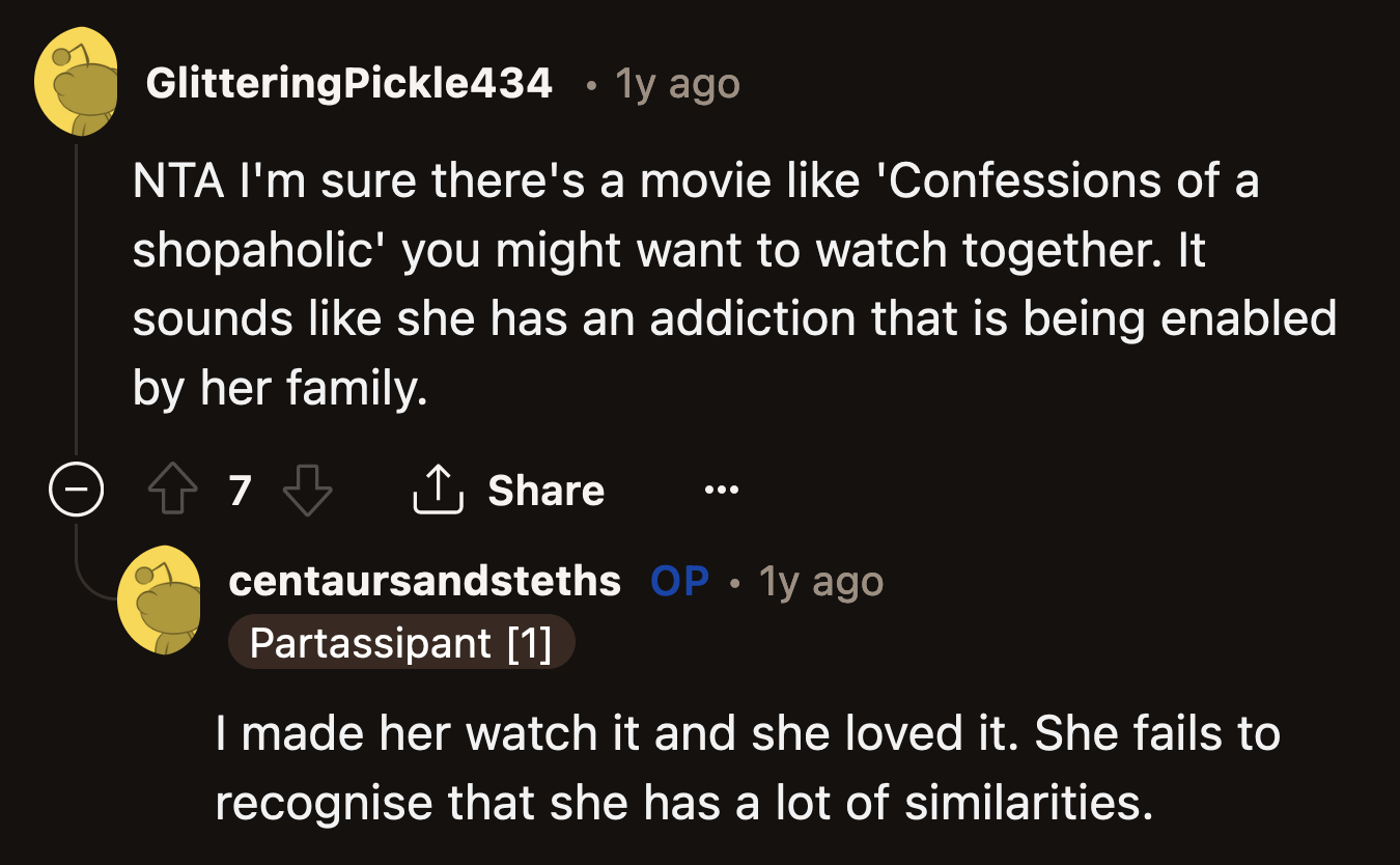 Did she think the movie was just a cute love story? No critical thought at all?