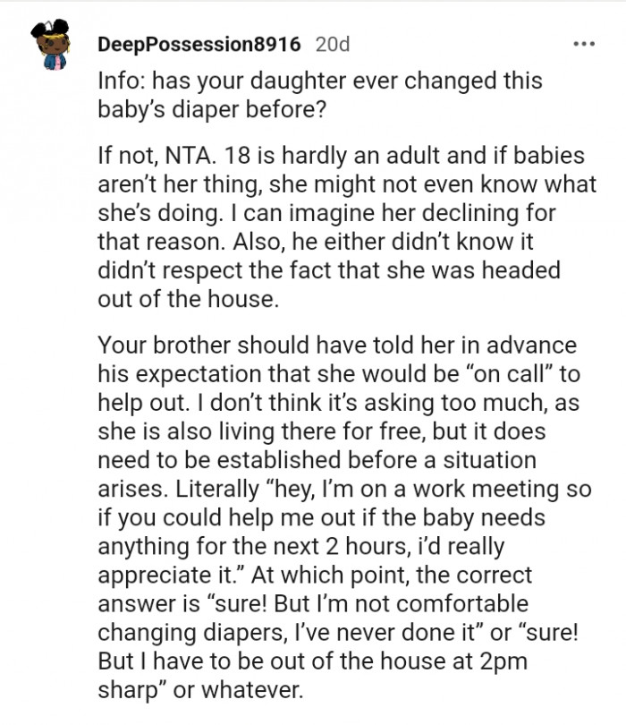 Your brother should have told her in advance