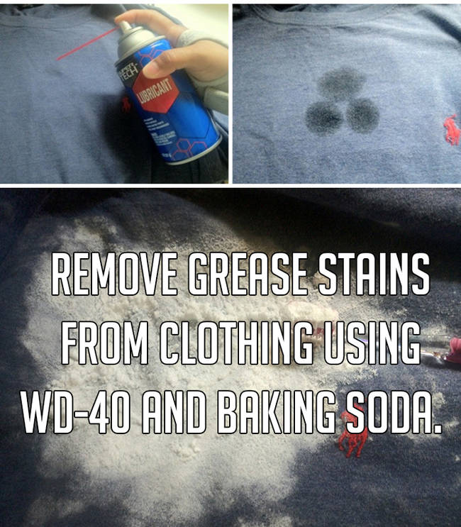 12. You can easily remove grease stains from clothing