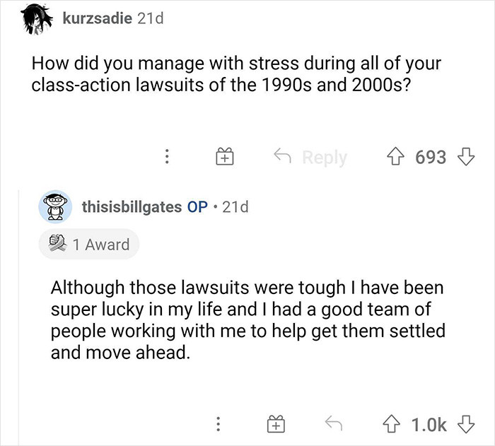 24. Gates' take on all his class action lawsuits