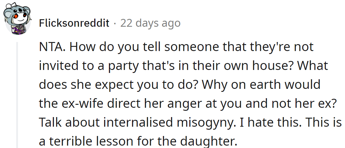 It's not a good example for the daughter.