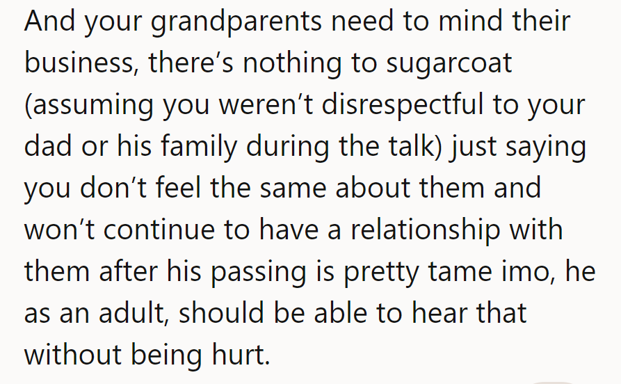 Her grandparents should stock up on sugar; they're going to need it. She's just keeping it real, not rude.