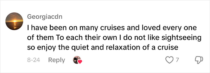 Mixed reactions rolled in after Samantha’s video. While some nodded in agreement, others couldn’t stop raving about their love for cruises