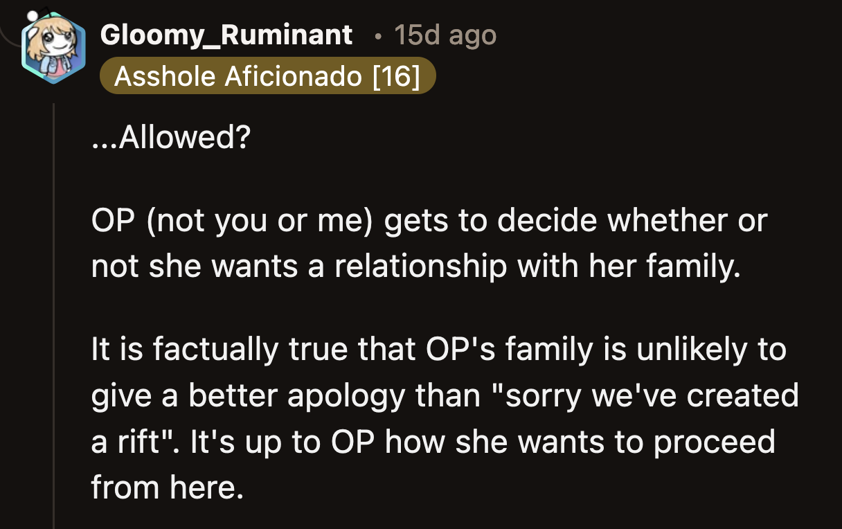 If they refuse to offer one, then OP needs to make up her mind about whether she is willing to let it go.