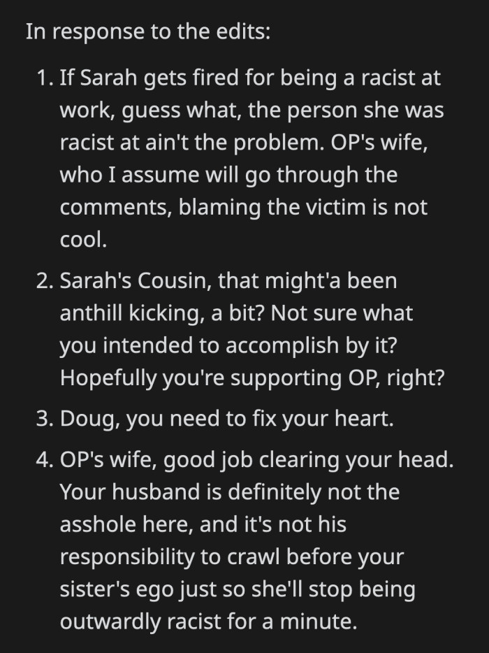 The fact that Sarah never even attempted to apologize after saying all those slurs says enough about her.