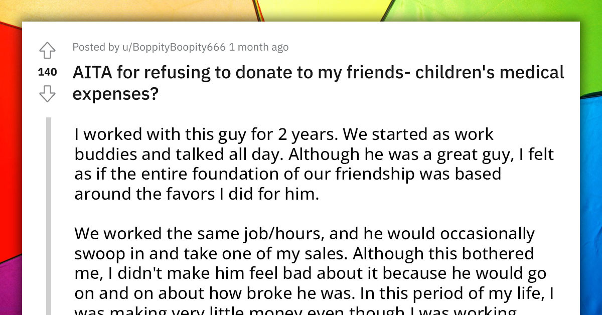 Redditor Asks If He's An A**hole For Not Donating To Medical Expenses For His Friend's Twins Who Passed Away