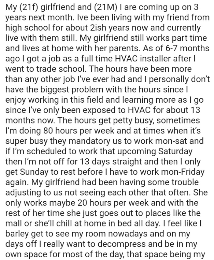 OP doesn’t have the biggest problem with the hours since he enjoys working in this field
