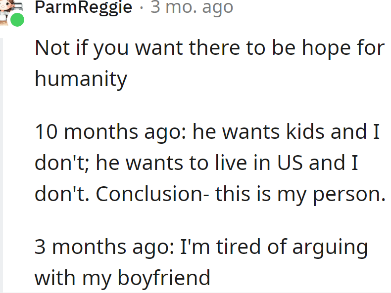 Redditor listed some of their disagreements