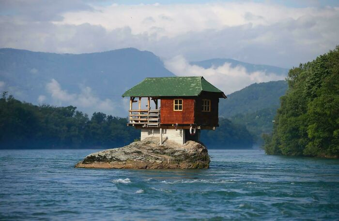 A House Built On A Rock In Bajina Basta, Serbia