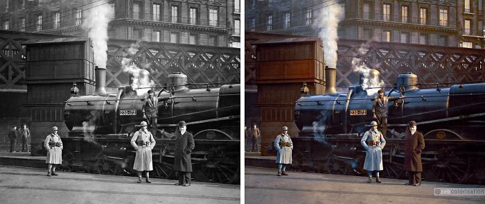 Train Station Saint Lazare, Paris 1920. Published in my book « Paris jamais vu! »