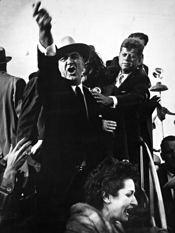 "Lyndon B. Johnson Yelling At The Pilots Of A Nearby Plane To Cut Their Engines So That John F. Kennedy Could Speak As Kennedy Is Seen Trying To Calm Him Down. Taken During The 1960 Presidential Campaign In Amarillo, Texas"