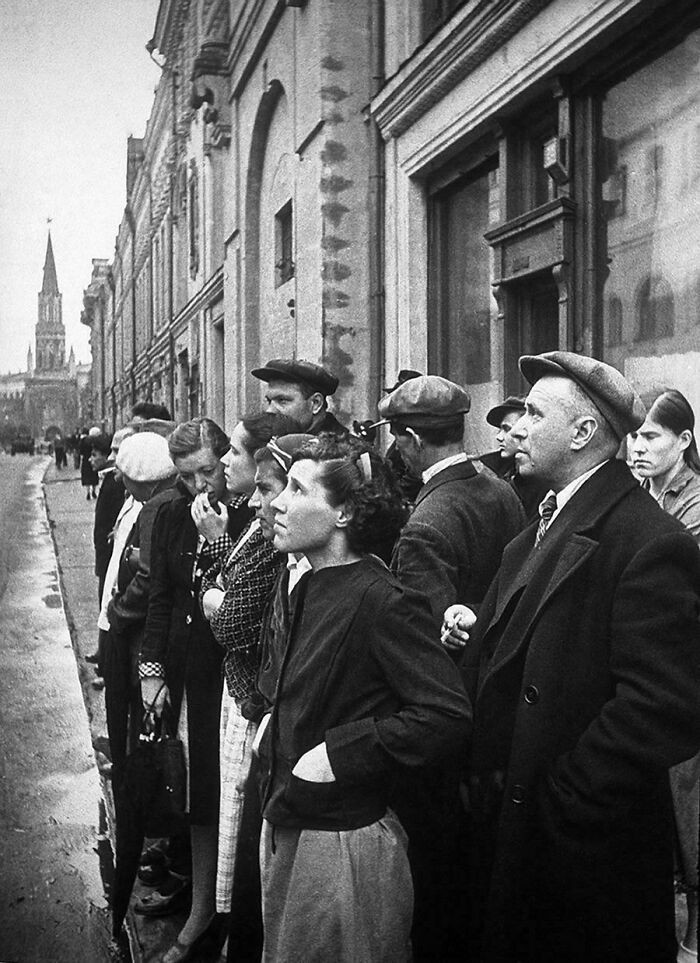 "Soviet Civilians in Moscow Hearing the Radio Announcement That Germany Has Started the Invasion of the Soviet Union (June 22, 1941)."