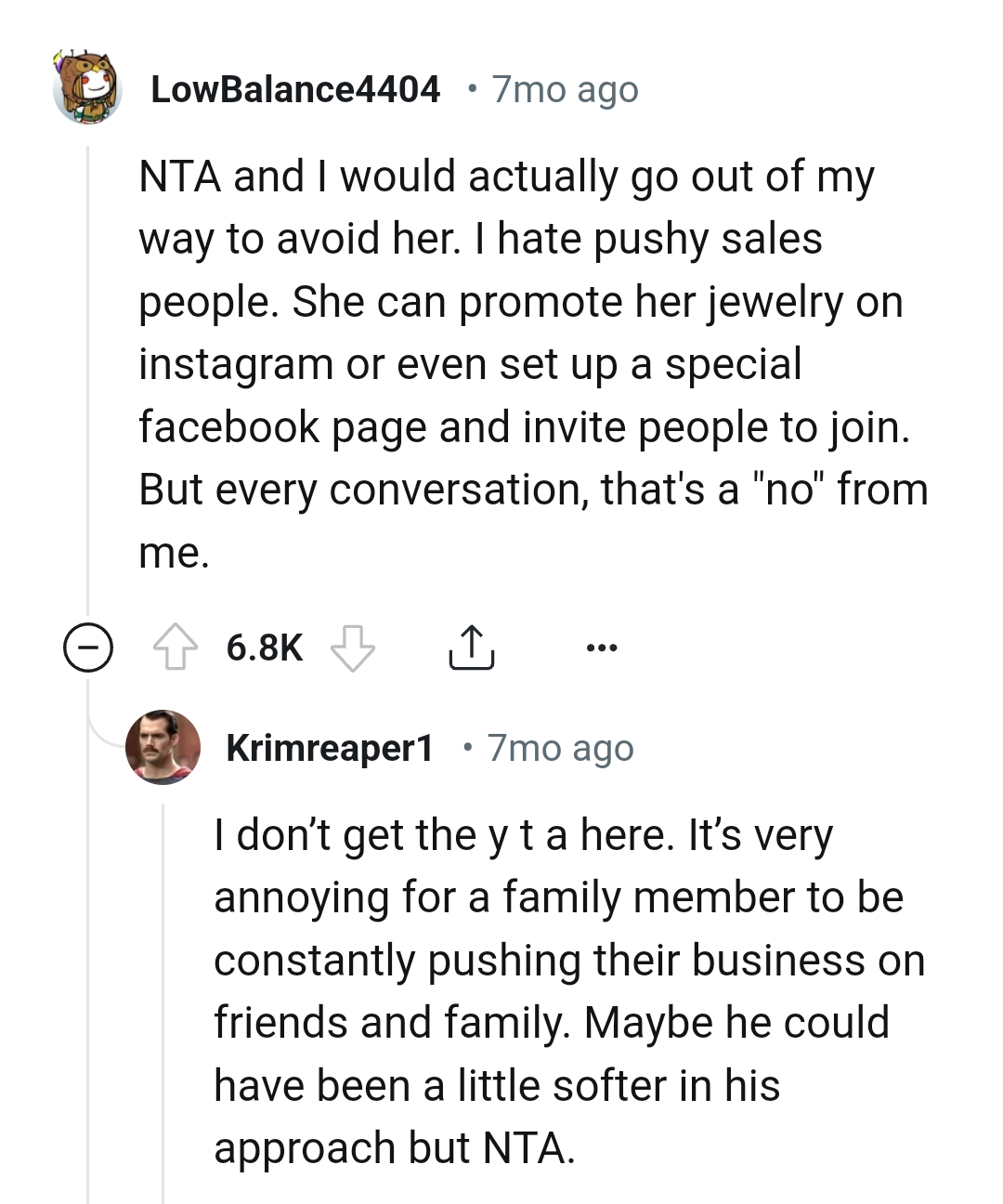 This Redditor would go out of their way to avoid OP's wife