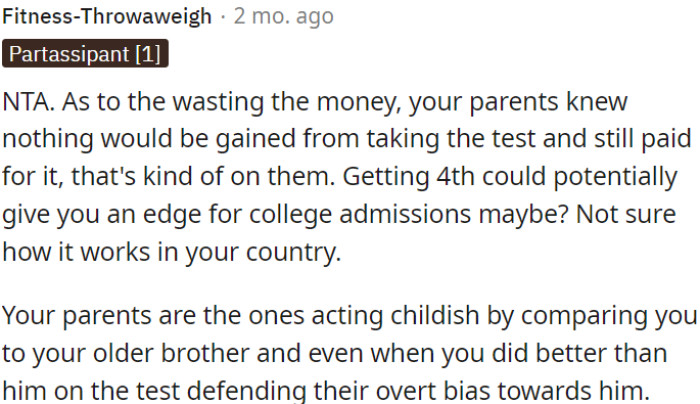 OP feels her parents are being unfair and showing favoritism toward her brother.