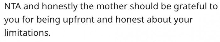 12. The woman should appreciate her honesty.