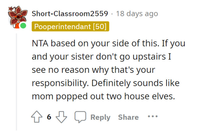 Why is this the kids’ responsibility? This mother treats her kids like “two house elves.”