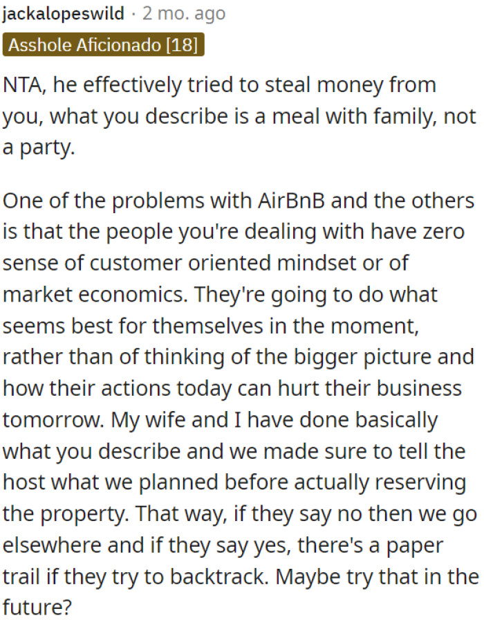 What OP had was more of a family meal than a party.