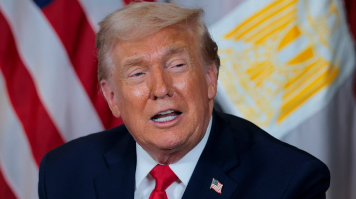 Donald Trump discussing Greenland strategy, including military bases and tariff threats