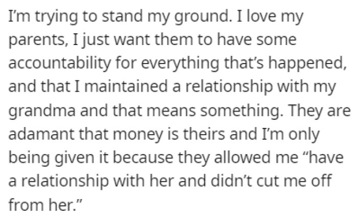 OP is trying to stand her ground, but it hasn't been easy