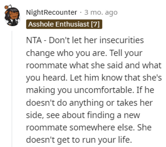 This is between OP and her roommate