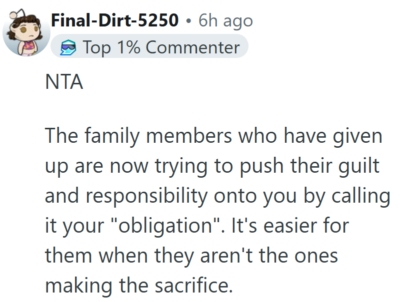 Guilt disguised as obligation is a heavy burden, and it’s rarely shared equally.
