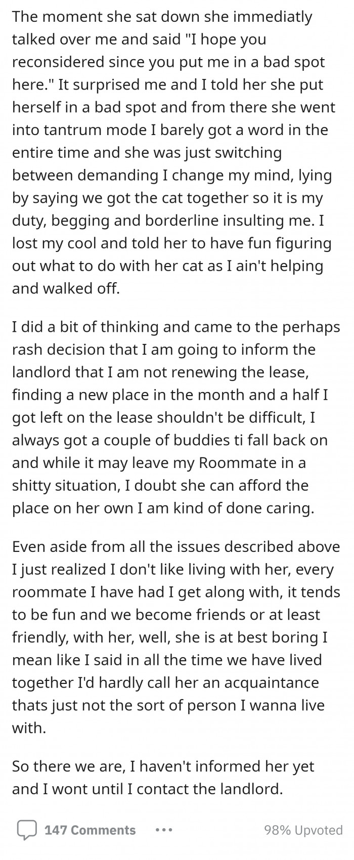2. OP decided not to renew her lease.
