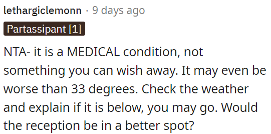 It's a medical condition, not something OP can ignore.