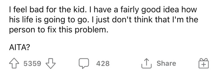 But the OP says he doesn't feel it's his responsibility to fix the problem.