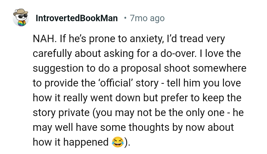 Telling him she loved how it really went down