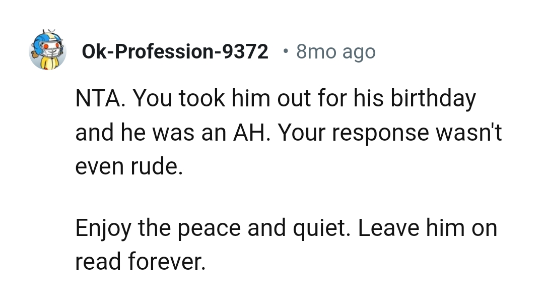 This Redditor believes that the OP's response wasn't rude