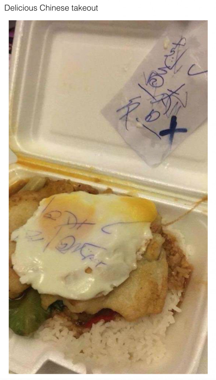 7. Chinese food with blue ink toppings