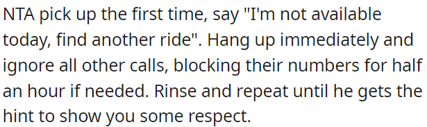 OP should block their calls temporarily if necessary, and continue this until they respect her boundaries.