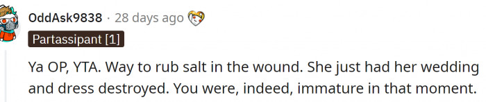 Yes, OP was immature.