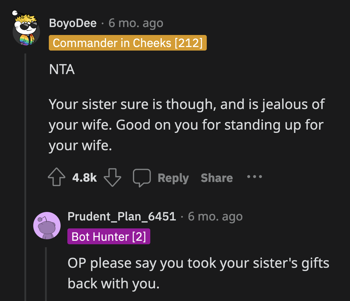 Initially, Redditors agreed with OP's assessment that his sister's hatred for his wife stemmed from her own insecurities.