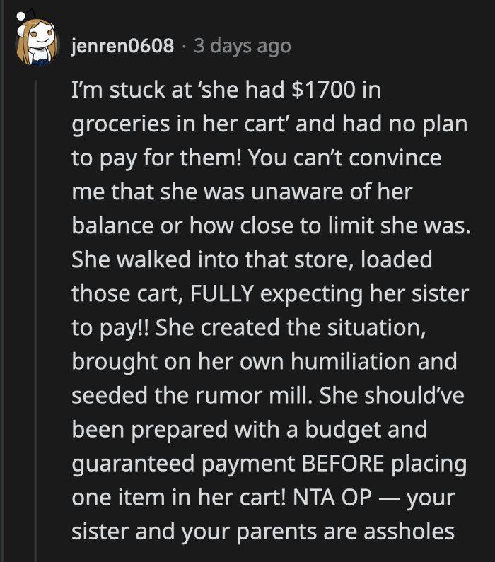You don't walk into a grocery store without a plan in mind on how you're going to pay for what you're planning to buy. You simply don't go $1,500 over your budget.