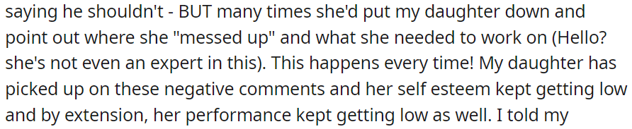 She'd pit my daughter down