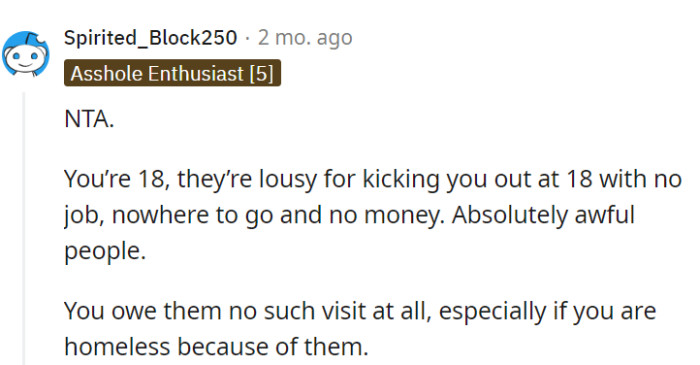 Being booted out at 18 with no job, place, or money is just cruel!