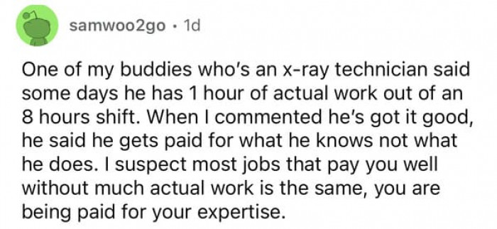 18. Getting paid for what you know and not what you do