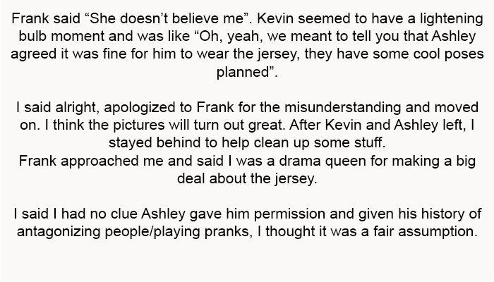 I said alright and apologized to Frank for the misunderstanding.