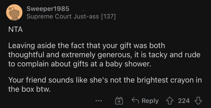 Complaining about gifts, in general, is tacky and rude.