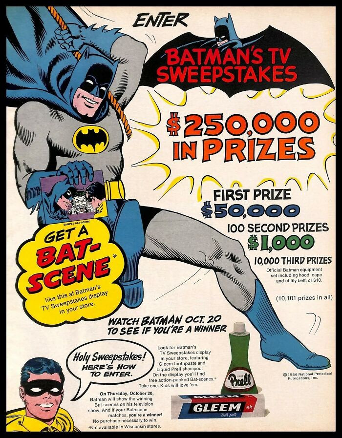 1966, Batman TV Sweepstakes & Gleem Toothpaste