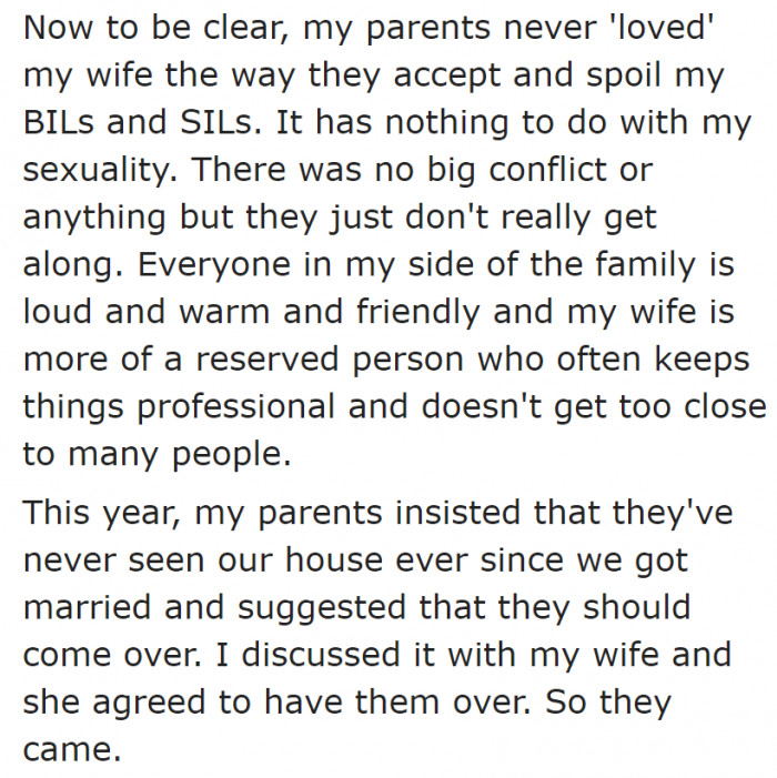 The OP's wife and her parents aren't close.