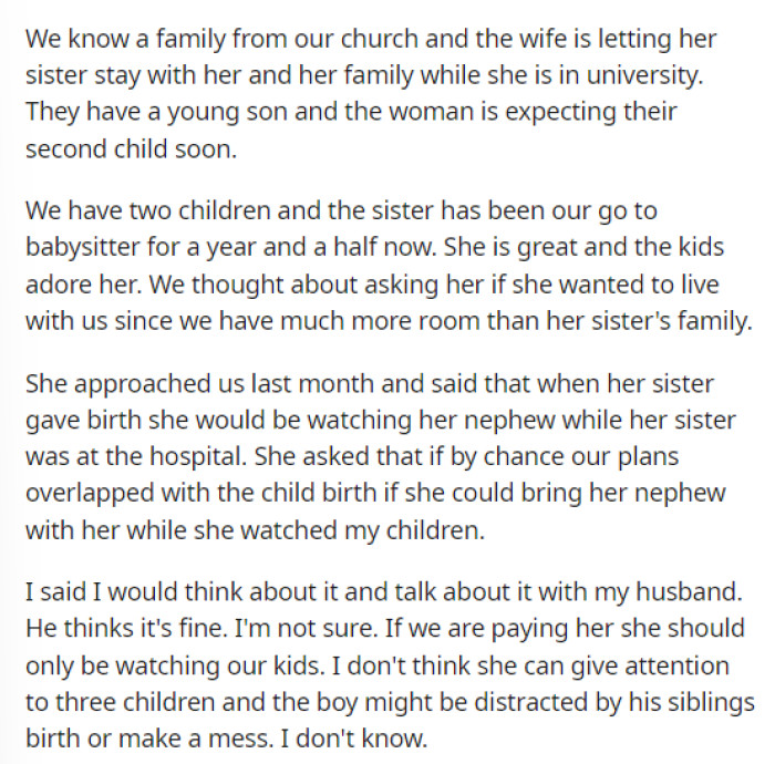 OP starts off their post by explaining the situation and what kind of compromise they decided to offer.