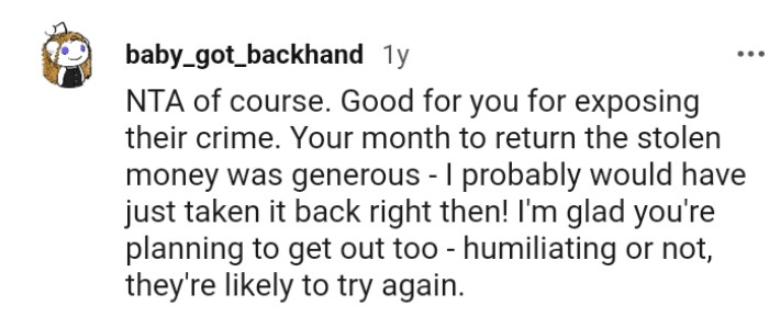 The OP Giving Them a Month to Return What They Stole Was More Than Generous