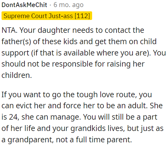 At 24, she can manage, and OP can still be part of their lives as a grandparent, not a full-time parent.